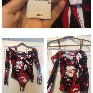 NWT Guess Cold Shoulder Long Sleeve Bodysuit